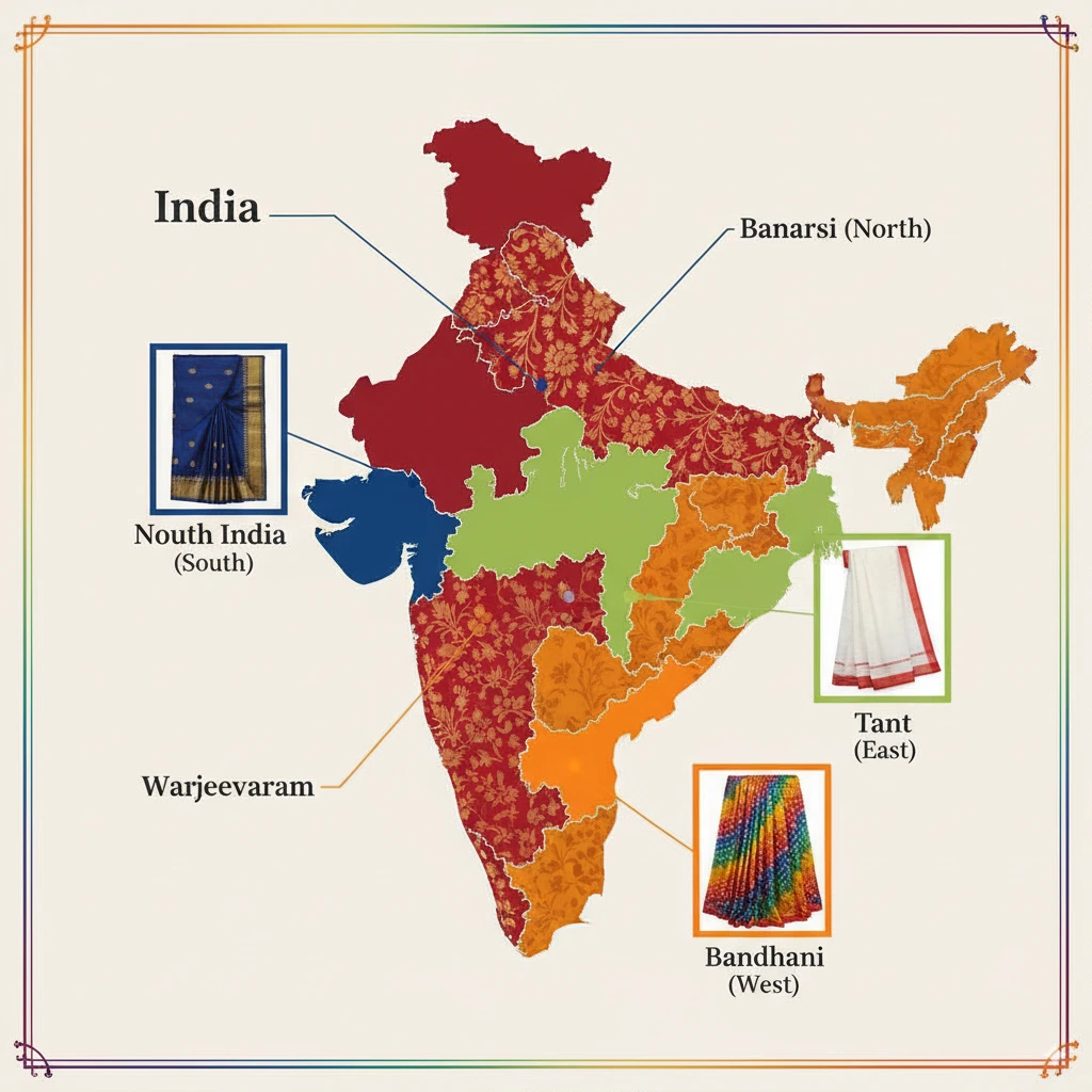 Regional Saree Styles Map of India - Different Traditional Saree Types